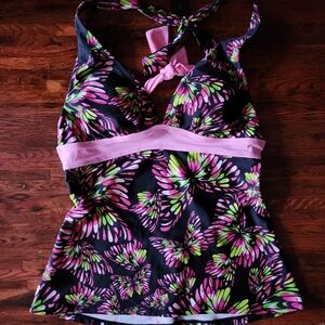 Joe Boxer Floral Tankini Swim Top Medium Swimsuit Beach Ocean Swimwear